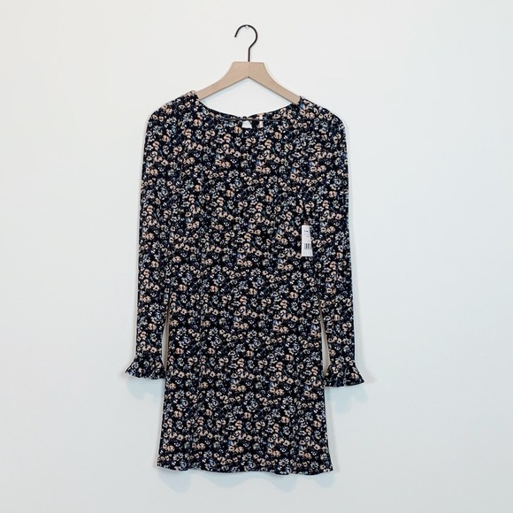 NWT Free People Say Hello Micro Floral Print Long Sleeve Ruffle Mini Dress - Picture 6 of 9